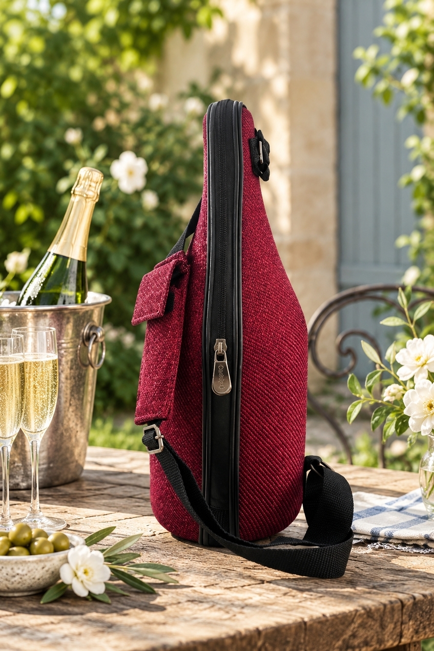 Caddy-O Wine Champagne Bottle Carrier Tote Cooler Black Shoulder Bag